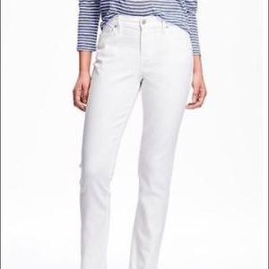 Old Navy Mid-Rise Curvy White Straight Jeans